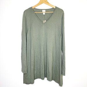 NWT Chico's Pendry Pullover Sweater LS Fashion Fatigue 3 Green Cotton Silk Blend